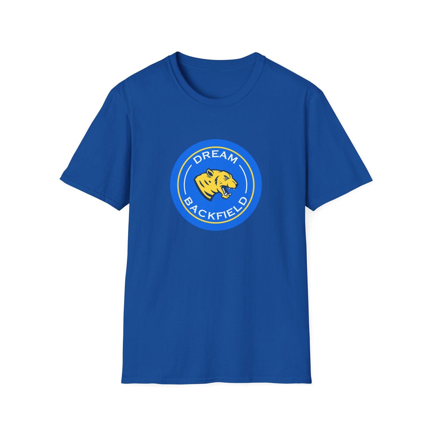 Dream Backfield T-Shirt | Yellow Tiger Logo, Athletic Vintage Circle Emblem