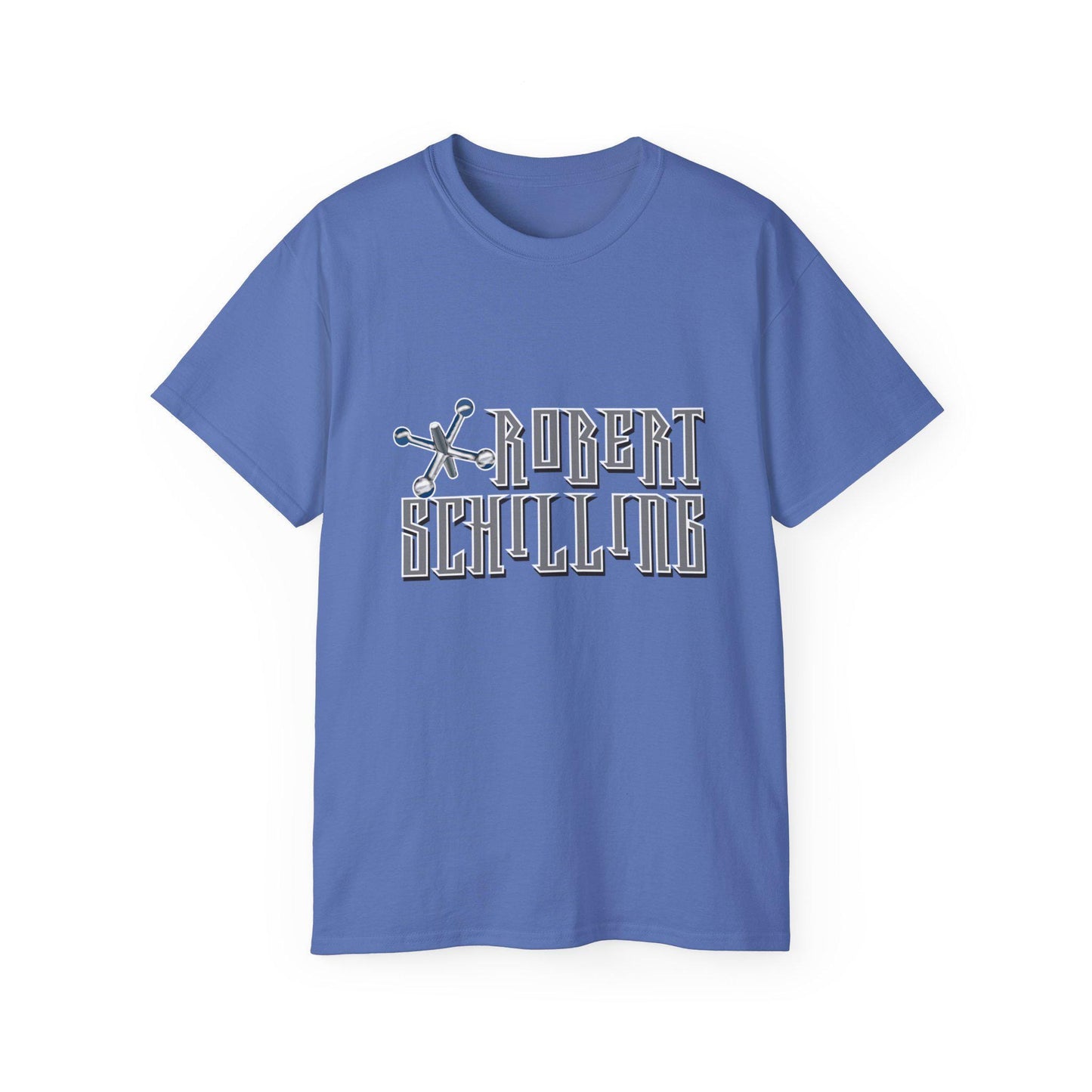 Robert Schilling graphic tee | retro typeface, blue square design